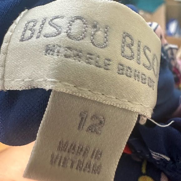 Bisou Bisou Michele Bohbot Dress 12 Off-Shoulder Boho Maxi Blue Paisley Chiffon - Picture 5 of 8